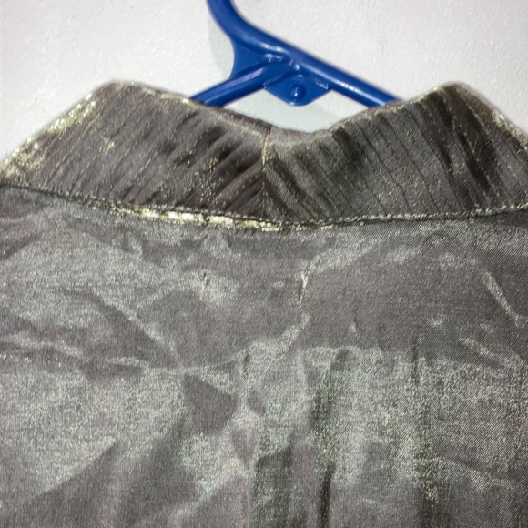 Iridescent, sage, green button-down blouse - Picture 10 of 12